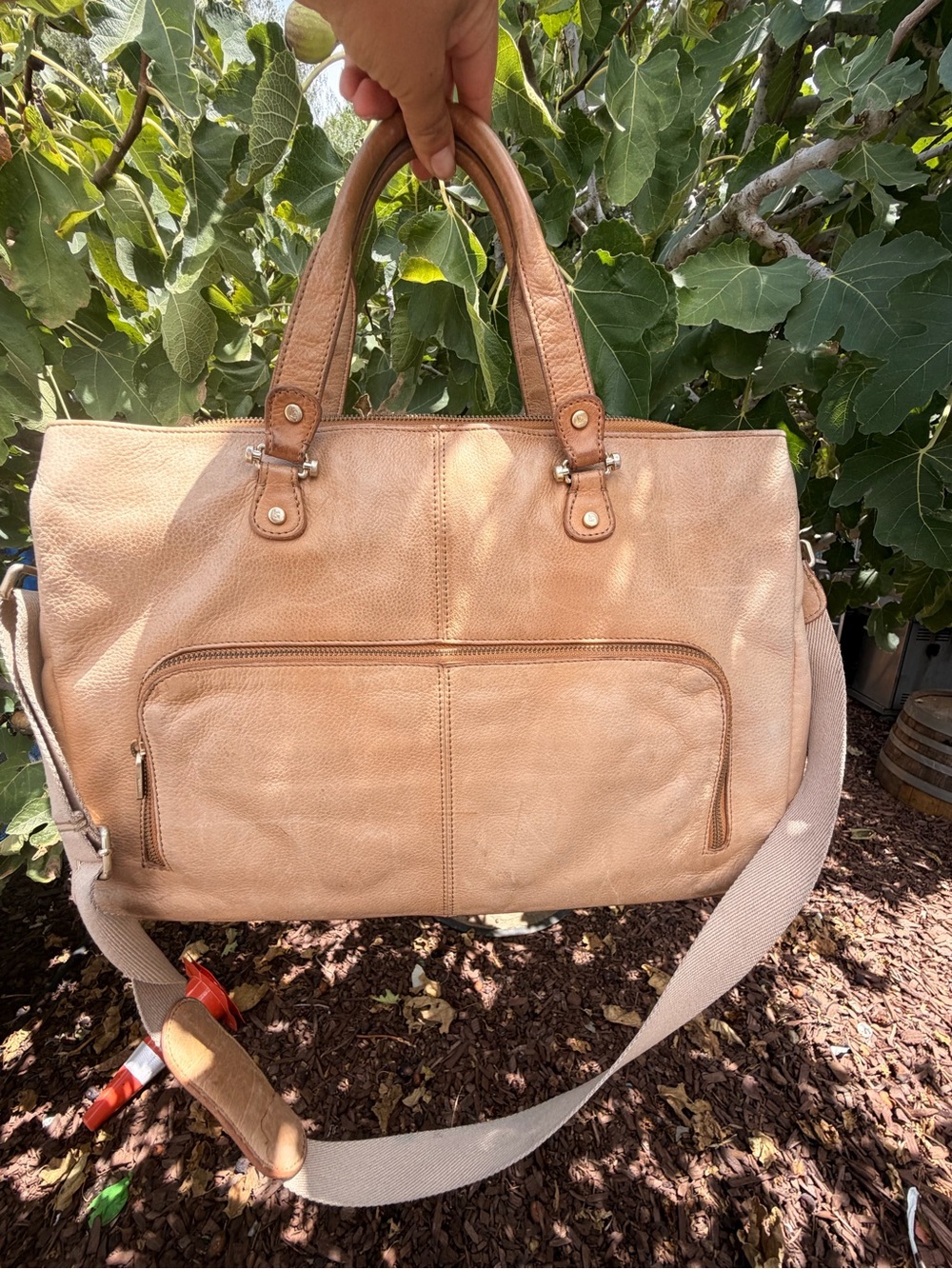 Liz Claiborne Leather Tote Satchel in Light Tan - Women Bags and Laptop Bag